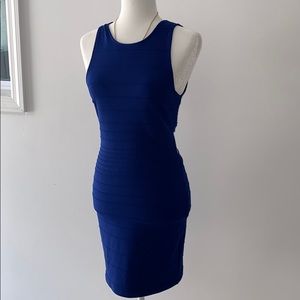 NAVY BLUE BANDAGE DRESS WITH CUTOUT BACK